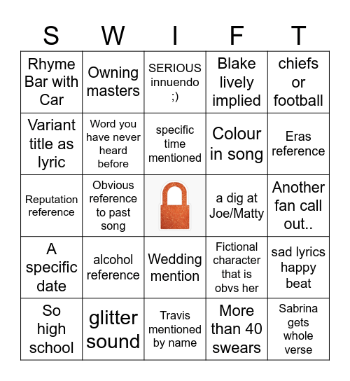The Life of a Showgirl Bingo Card