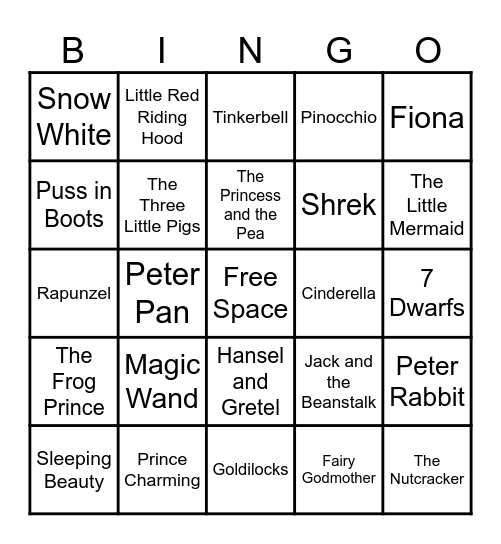 Fairy Tale Bingo Card