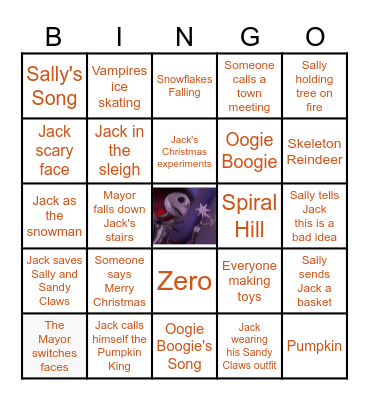 The Nightmare Before Christmas Bingo Card