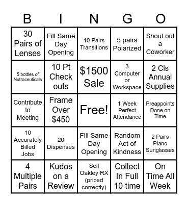 Optical Bingo Card