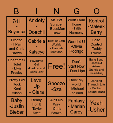 Music Bingo Card 3 Bingo Card