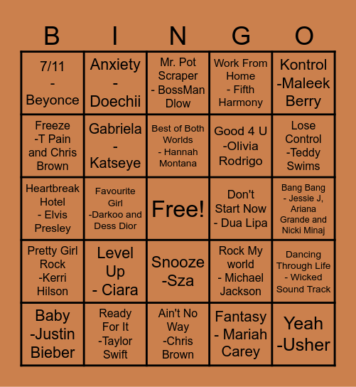 Music Bingo Card 3 Bingo Card
