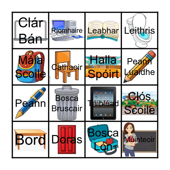 An Scoil Bingo Card