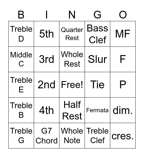 Group Piano 1 Bingo Card