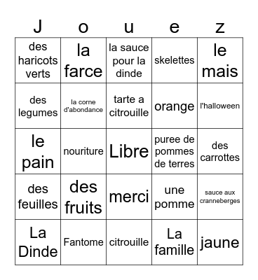 L'Autome Bingo Card