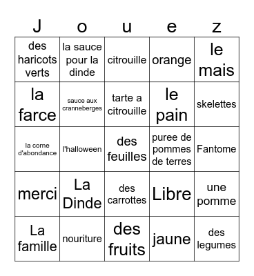 L'Autome Bingo Card