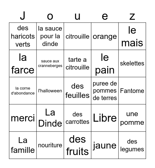 L'Autome Bingo Card