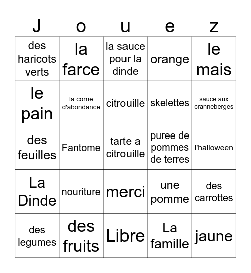 L'Autome Bingo Card