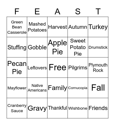 Stephan Thanksgiving Bingo Card