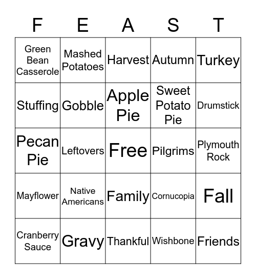 Stephan Thanksgiving Bingo Card