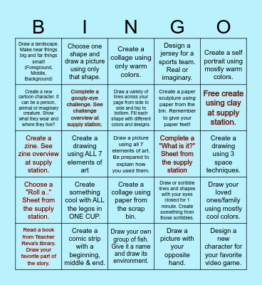 Name: _________________________ Bingo Card