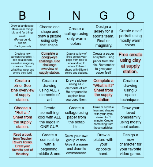 Name: _________________________ Bingo Card