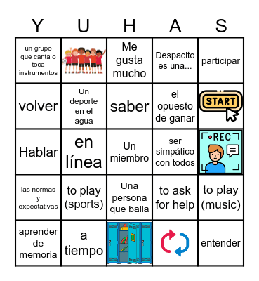 Unidad 1: En y después de la escuela Bingo Card