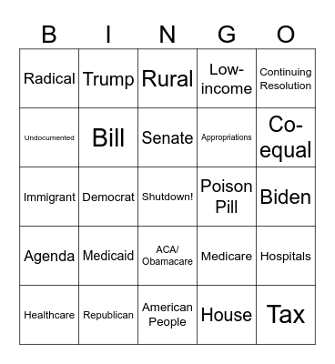 Social Policy Shutdown Bingo! Bingo Card