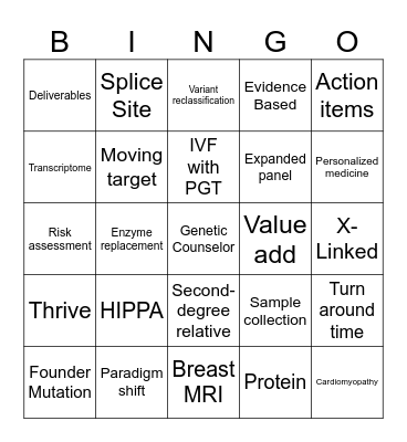 Kaiser Genetics Lingo Bingo Card