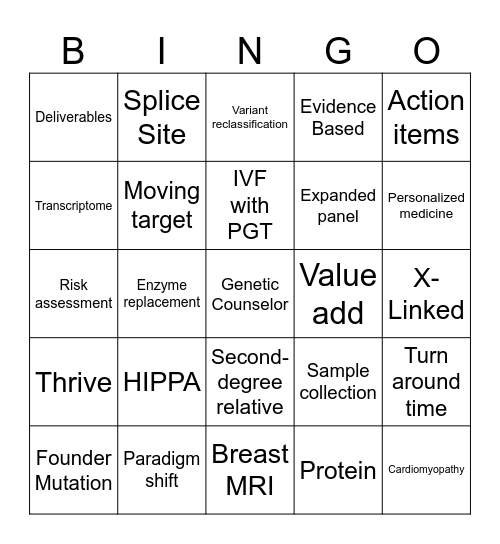 Kaiser Genetics Lingo Bingo Card