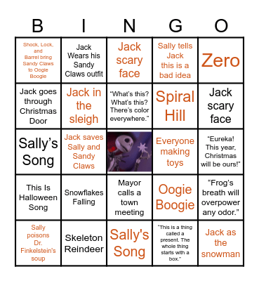 The Nightmare Before Christmas Bingo Card