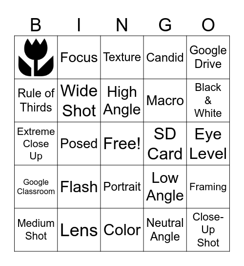 Photography Bingo Card