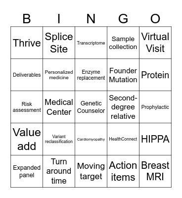 Kaiser Genetics Lingo Bingo Card