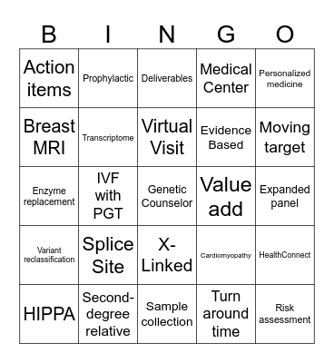 Kaiser Genetics Lingo Bingo Card