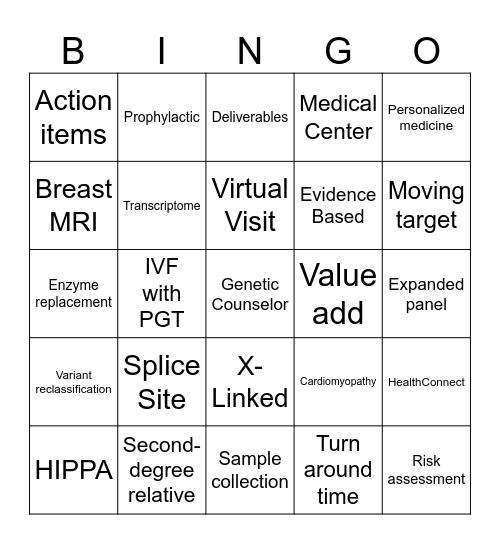 Kaiser Genetics Lingo Bingo Card