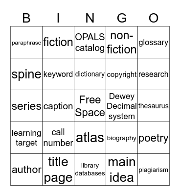 Lincoln Library Skills Review! Bingo Card