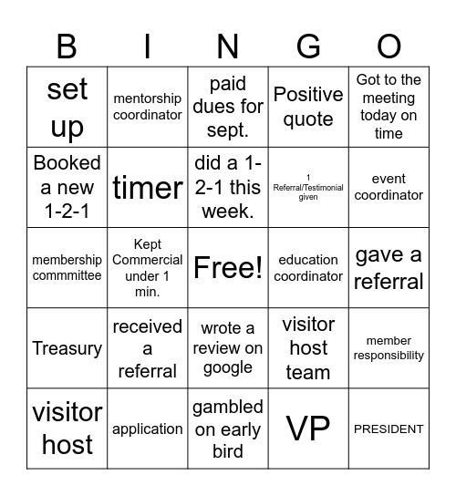 BNINGO Bingo Card