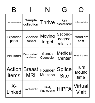 Kaiser Genetics Lingo Bingo Card