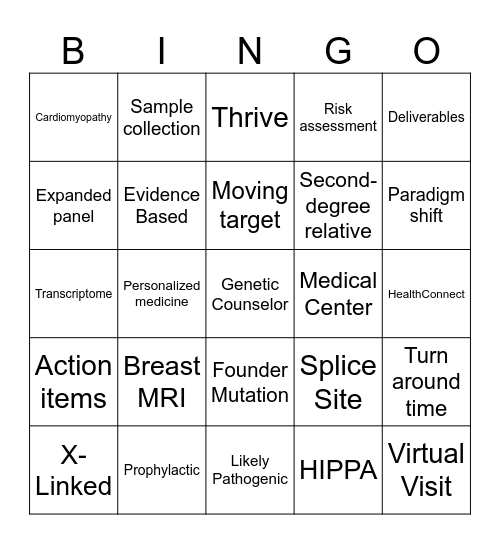 Kaiser Genetics Lingo Bingo Card