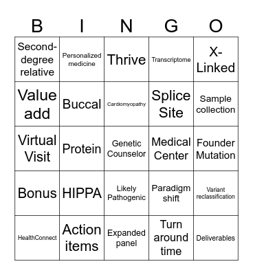 Kaiser Genetics Lingo Bingo Card