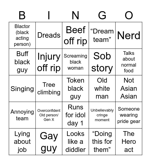 Alex’s Survivor Bingo Card