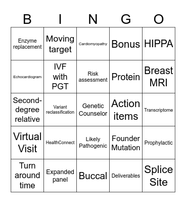 Kaiser Genetics Lingo Bingo Card