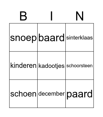 SINTERKLAAS Bingo Card