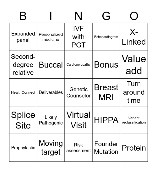 Kaiser Genetics Lingo Bingo Card