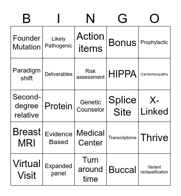 Kaiser Genetics Lingo Bingo Card