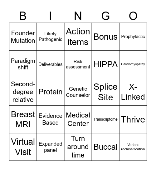 Kaiser Genetics Lingo Bingo Card