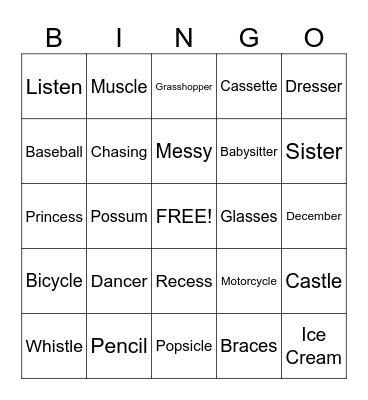 /S/ Medial Bingo Card