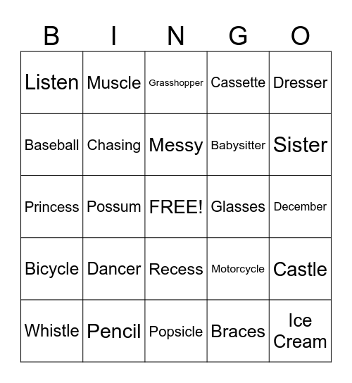 /S/ Medial Bingo Card
