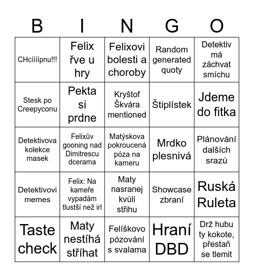 Gloomy Secrets BINGO! Bingo Card