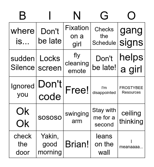 Slay Man Bingo Card