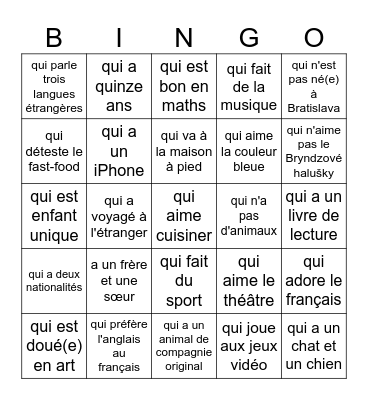 Trouve quelqu'un qui... Bingo Card