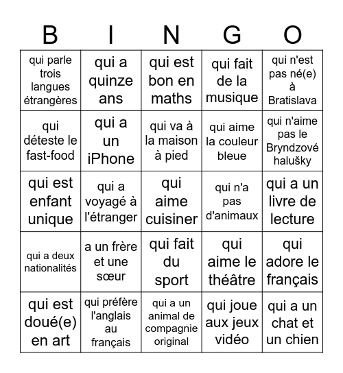 Trouve quelqu'un qui... Bingo Card
