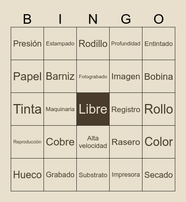 Huecograbado Bingo Card