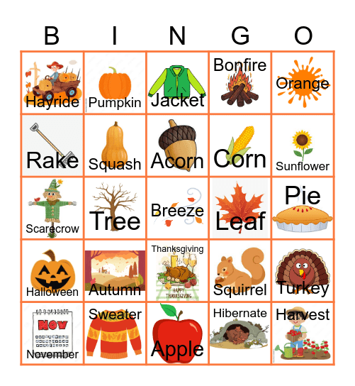 Fall /  Autumn Bingo Card