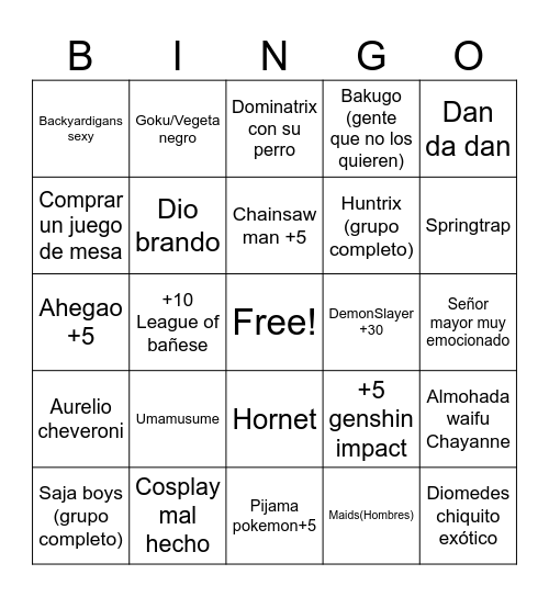 Sofa 2025 Bingo Card
