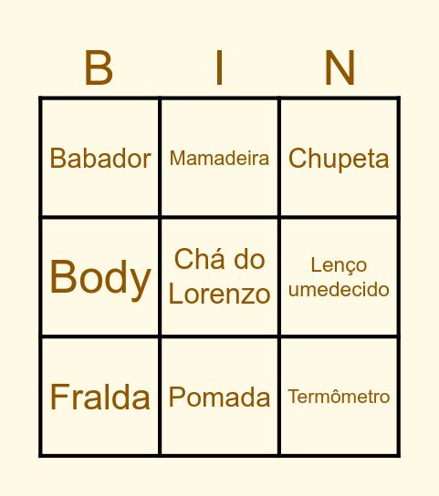 Bingo do Lorenzo Bingo Card