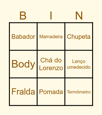 Bingo do Lorenzo Bingo Card