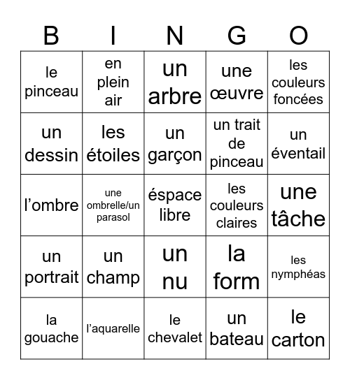 Impressionnisme Bingo Card