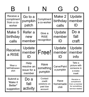 FALL BINGO Card