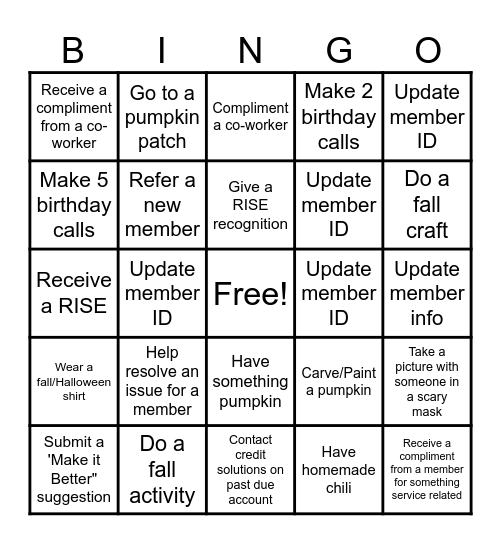 FALL BINGO Card